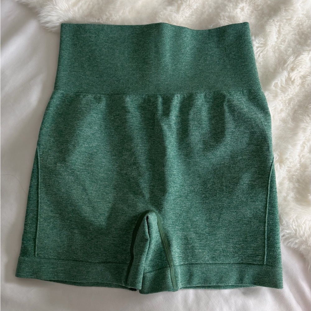 High-Waisted Green Women's Workout Shorts